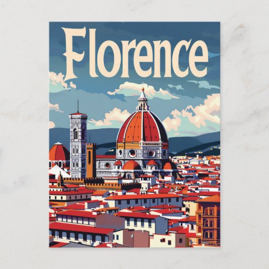 Florence Italië  Retro Reizen Illustratie Briefkaart (Voorkant)