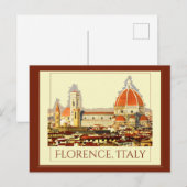 Florence, Italië Retro Travel Poster Briefkaart (Voorkant / Achterkant)