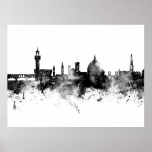 Florence Italië Skyline Black White Poster