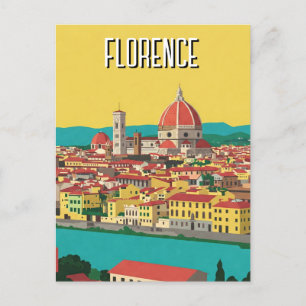 Florence Italië Skyline Reizen Abstracte Kunst Briefkaart