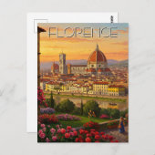 Florence Italië Skyline Sunset Briefkaart (Voorkant / Achterkant)