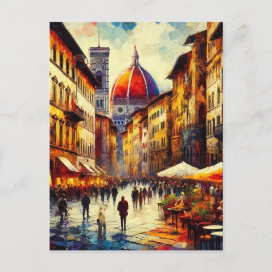 Florence, Italië Straat met Duomo Schilderen Briefkaart (Voorkant)