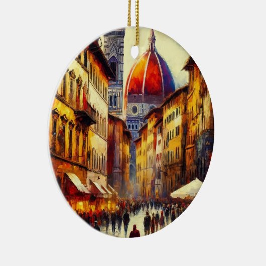 Florence, Italië Straat met Duomo Schilderen Keramisch Ornament (Rechts)