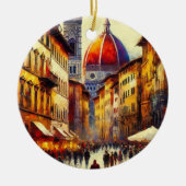 Florence, Italië Straat met Duomo Schilderen Keramisch Ornament (Voorkant)