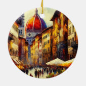 Florence, Italië Straat met Duomo Schilderen Keramisch Ornament (Achterkant)