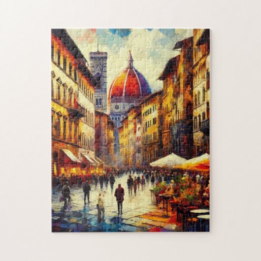Florence, Italië Straat met Duomo Schilderen Legpuzzel (Verticaal)