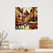 Florence, Italië Straat met Duomo Schilderen Poster (Keuken)