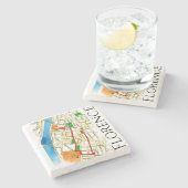 Florence Italië Street Map Waterverf en Ink Stenen Onderzetter (Zijkant)