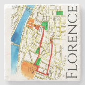 Florence Italië Street Map Waterverf en Ink Stenen Onderzetter (Voorkant)