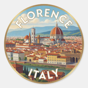 Florence Italië Toscane Reis Scene ☀️ Ronde Sticker