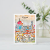 Florence Italië Travel Place Waterverf Briefkaart (Staand voorkant)