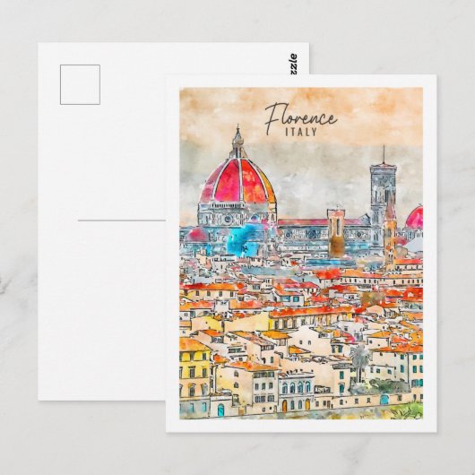Florence Italië Travel Place Waterverf Briefkaart (Voorkant / Achterkant)
