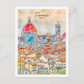 Florence Italië Travel Place Waterverf Briefkaart (Voorkant)