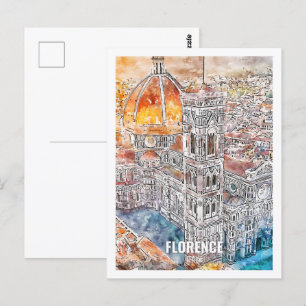 Florence Italië Travel Place Waterverf Briefkaart