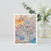 Florence Italië Travel Place Waterverf Briefkaart (Staand voorkant)
