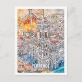 Florence Italië Travel Place Waterverf Briefkaart (Voorkant)