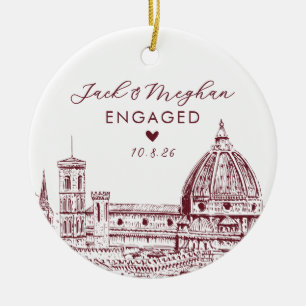 Florence Italië Verloving Duomo Tekening Maatwerk Keramisch Ornament