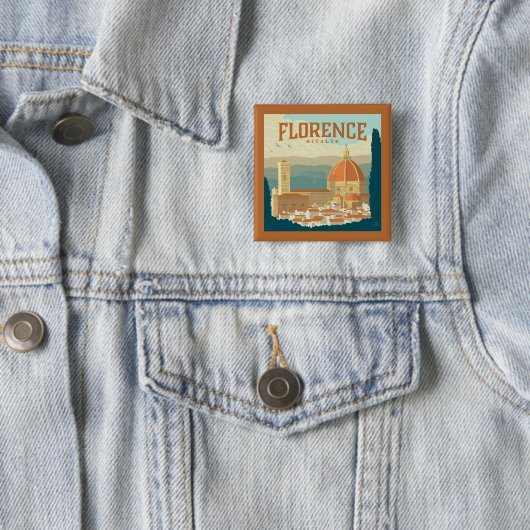 Florence, Italië Vierkante Button 5,1 Cm (In situ)