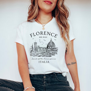 Florence Italië Vintage Duomo Schets T-shirt