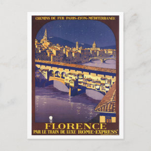 Florence, Italië, vintage reisposter Briefkaart
