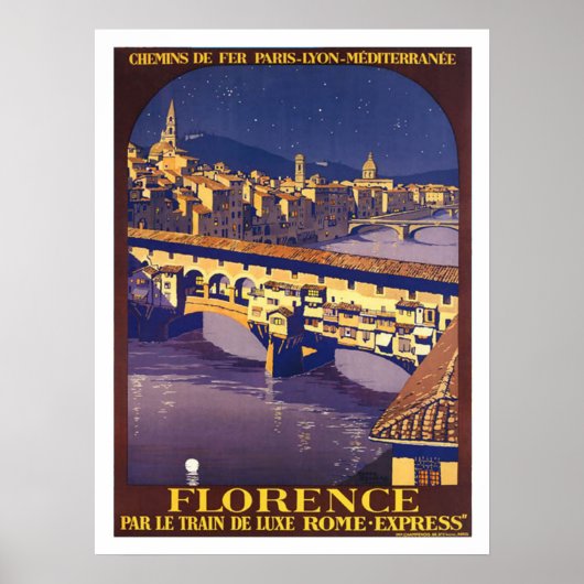 Florence, Italië, vintage reisposter Poster (Voorkant)