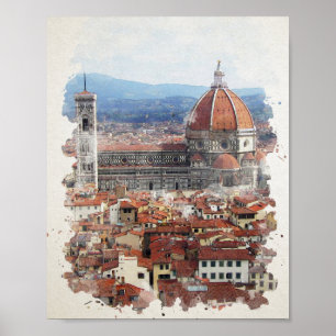 Florence Italië Waterverf Art Poster