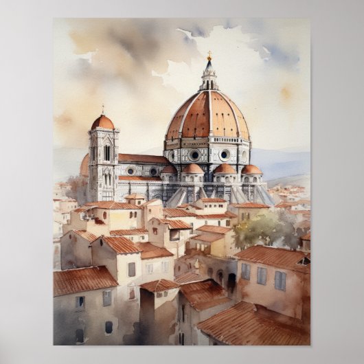 Florence Italië Waterverf Art Print Poster (Voorkant)