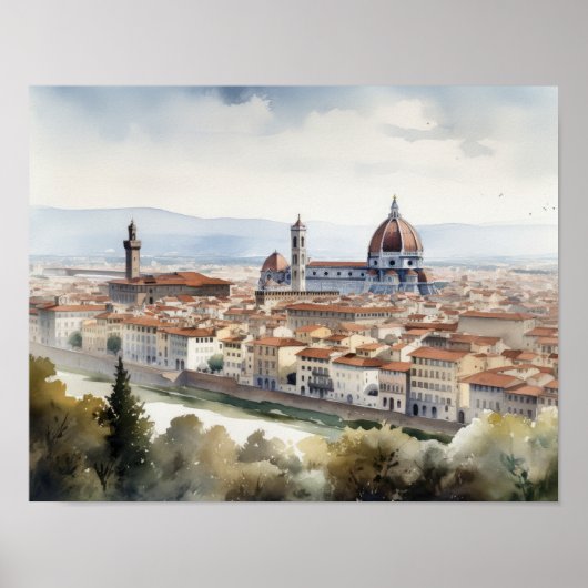 Florence Italië Waterverf Art Print Poster (Voorkant)