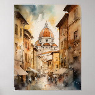 Florence Italië Waterverf Art Print Poster