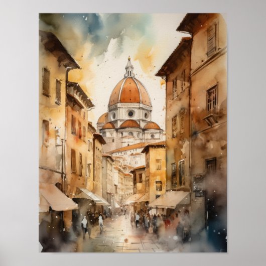 Florence Italië Waterverf Art Print Poster (Voorkant)