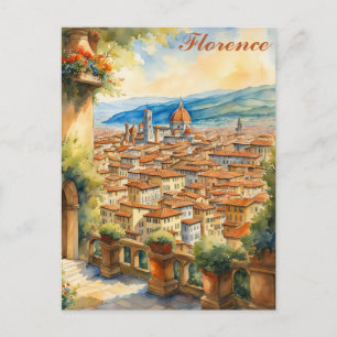 Florence Italië Waterverf Illustratie Reizen Briefkaart