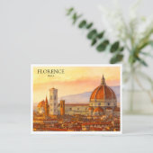 Florence Italië Waterverf Retro Reizen Feestdagenkaart (Staand voorkant)