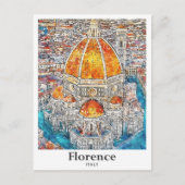 Florence Italië Waterverf Schets Hand getekend Briefkaart (Voorkant)