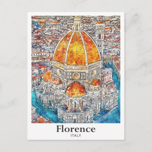 Florence Italië Waterverf Schets Hand getekend Briefkaart (Voorkant)