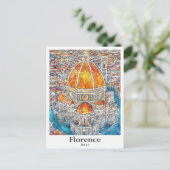 Florence Italië Waterverf Schets Hand getekend Briefkaart (Staand voorkant)