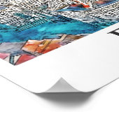 Florence Italië Waterverf Schets Hand getekend Poster (Hoek)