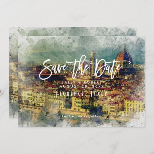 Florence Italië zomer bruiloft save the date kaart (Voorkant / Achterkant)