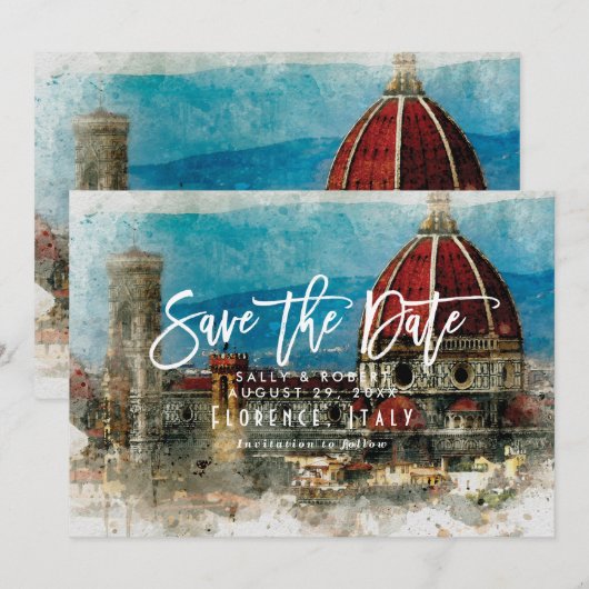 Florence Italië zomerbruiloft met de valskaart Bedankkaart (Voorkant / Achterkant)