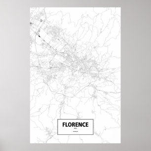 Florence, Italië (zwart op wit) Poster