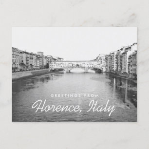Florence Italië zwart-wit Ponte Vecchio-brug Briefkaart