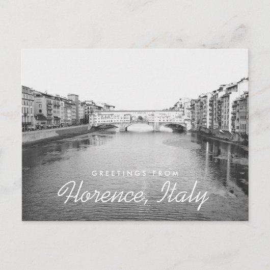 Florence Italië Zwart & Wit Ponte Vecchio Brug Briefkaart (Voorkant)