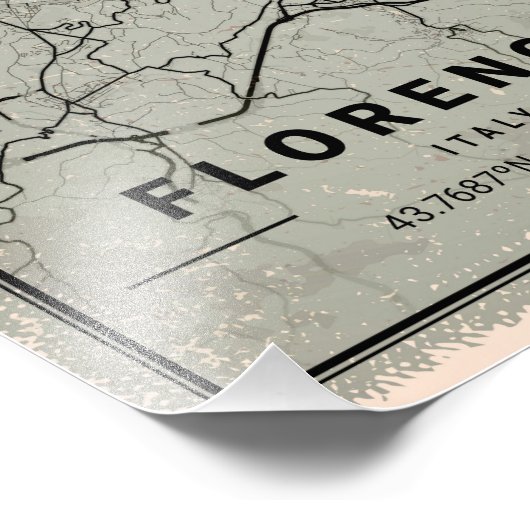 Florence italmap print poster canvas (Hoek)