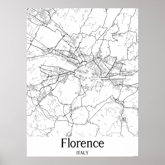 Florence Italy Black and White City Map Poster (Voorkant)