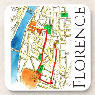 Florence Italy Colorful Hand Drawn Street Map Bier Onderzetter