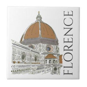 Florence Italy Duomo Cathedraal Pen and Ink Tekeni Tegeltje