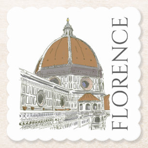 Florence Italy Duomo Pen and Ink Illustration Kartonnen Onderzetters