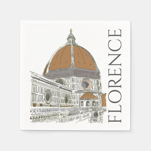 Florence Italy Duomo Pen and Ink Illustration Servet (Voorkant)