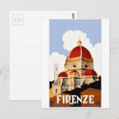 Florence Italy Duomo Travel Poster 1930 Briefkaart (Voorkant / Achterkant)