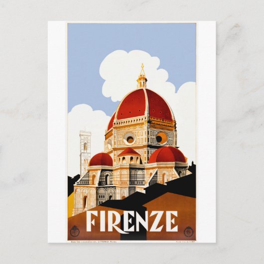 Florence Italy Duomo Travel Poster 1930 Briefkaart (Voorkant)