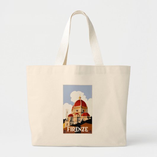 Florence Italy Duomo Travel Poster 1930 Grote Tote Bag (Voorkant)